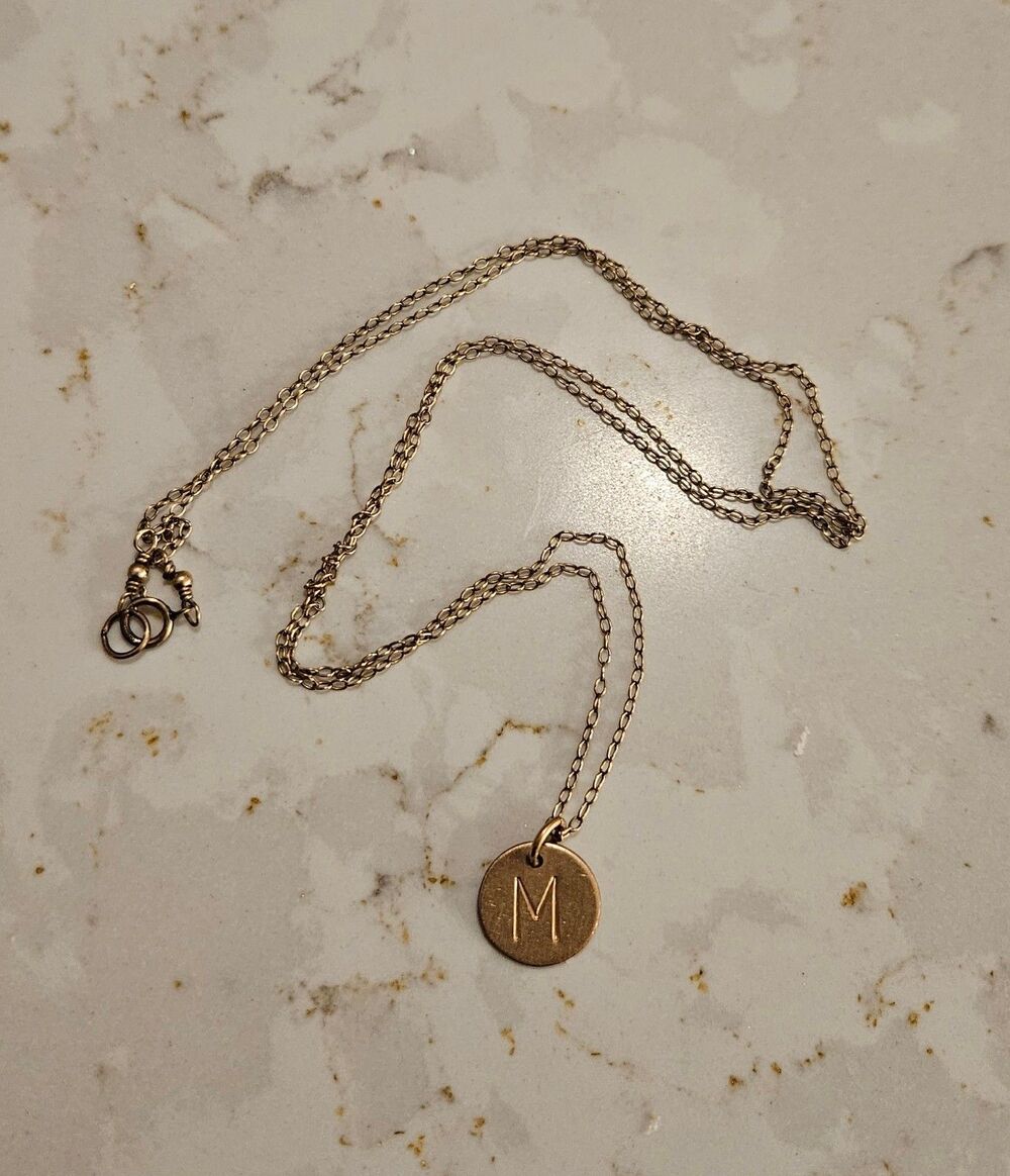 14K Gold Plated "M" Initial Necklace